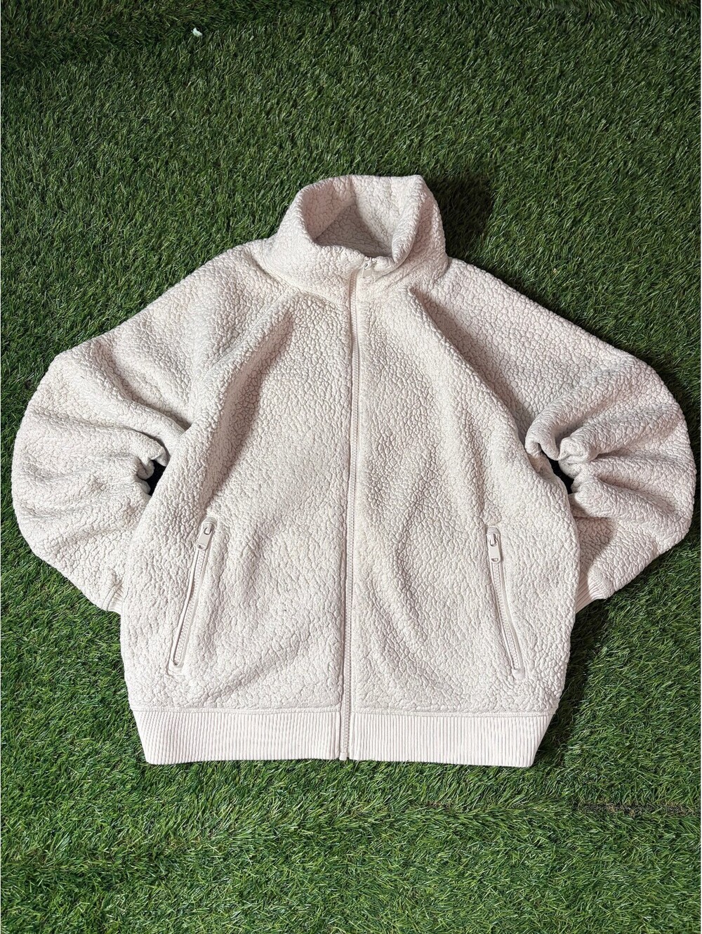 Athleta Tugga Sherpa Jacket Cream Full Zip Women's Size S